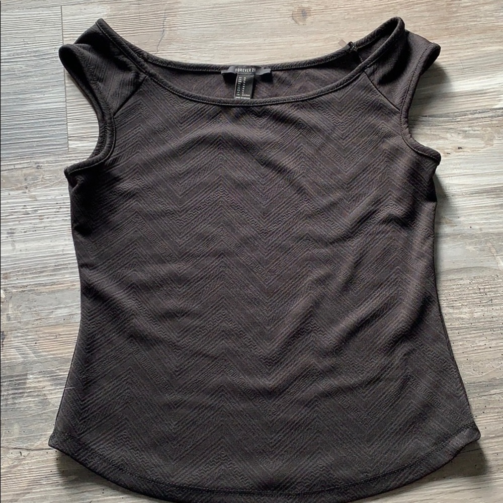 F21 Black Short Sleeve Stretch Shirt size M